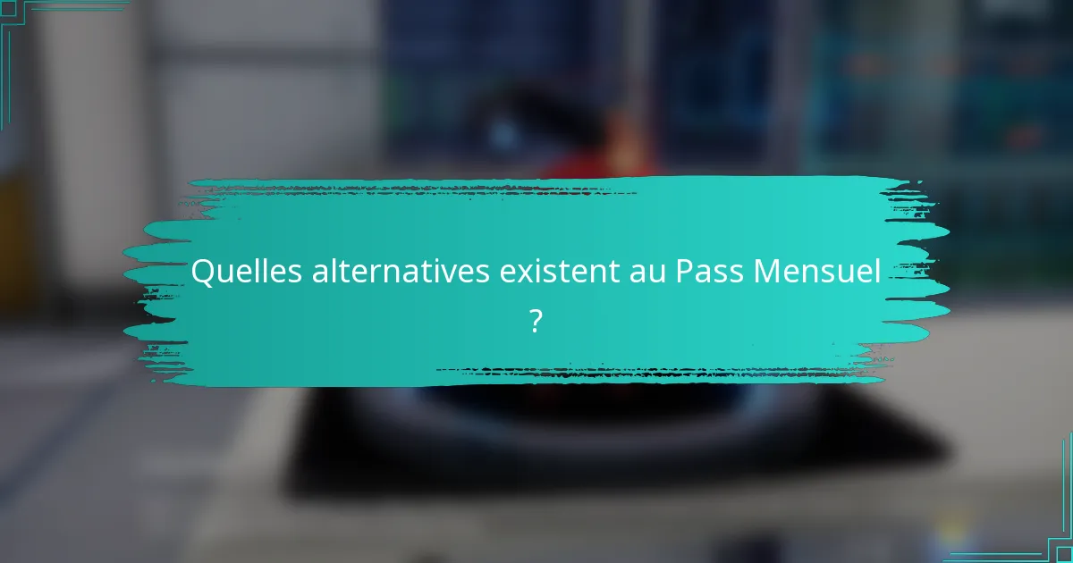 Quelles alternatives existent au Pass Mensuel ?